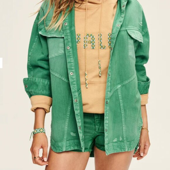 SER.O.YA Lex Distress Jean Shorts Vintage Jade Green SIZE 26 - Picture 11 of 13